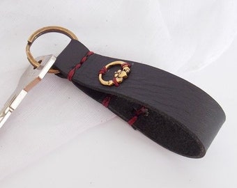 Celtic Claddagh Leather Keychain, 3rd Anniversary Keyring, Leather Anniversary Gift - Love Loyalty Friendship