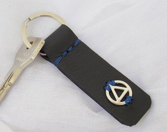 Personalized Alcoholics Anonymous Keychain, Sobriety AA Keychain, Recovery Key-Ring, Serenity Keychain, 12 Steps Leather Key Ring