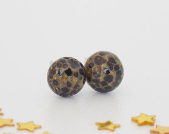 Full Moon Earrings, 6mm Moon Posts, Celestial Earrings, Polymer Clay Studs, Gold Moon Stud Earrings