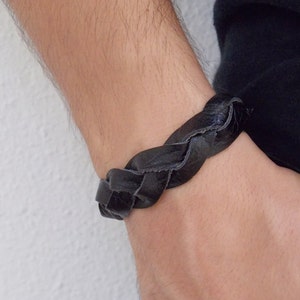 Men&#39;s Braided Bracelet, Celtic Braid Cuff, Braided Leather Bracelet, Celtic Leather Bracelet, Viking Norse Leather Wristband, Men&#39;s Cuff
