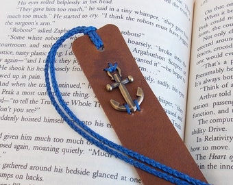 3rd Anniversary Bookmark, Anchor Bookmark, Leather Anniversary Gift, Nautical Bookmark, Traveler's Bookmark, Personalized Bookmark
