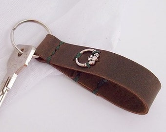 Irish Claddagh Keychain, Leather Keychain, 3rd Anniversary Keyring, Leather Anniversary Gift, Celtic Keychain, Love Loyalty Friendship Gift