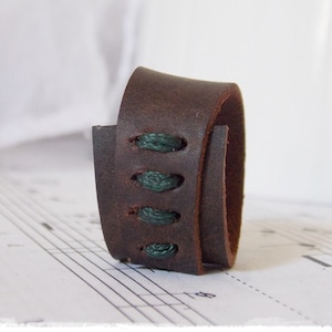 Celtic Leather Ring, Brown Leather Ring, Men's Leather Band, Nordic Ring, Leather Wrap Ring, Norse Leather Band, Anniversary Men's Ring image 1
