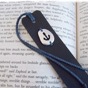 Anchor Leather Bookmarm, Personalized Nautical Bookmark, Traveler&#39;s Bookmark, Leather Anniversary Gift, Bookworm Gift, 3rd Anniversary Gift