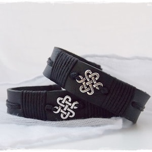 Keltische herenarmband, oneindige knooparmband, leren Viking-manchet, Keltische leren armband, Iers-Gaelisch armband, leren herensieraden