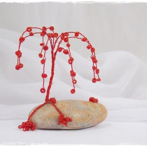 Mini Wire Tree Sculpture, Weeping Willow Tree, Metal Tree Sculpture, Bonsai Wire Tree, Mini Red Tree Decor, Root Chakra Tree Sculpture