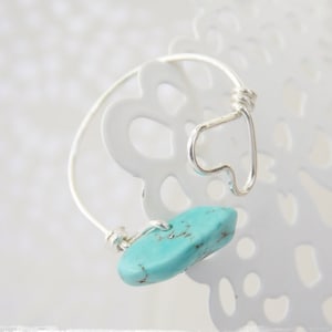 Wire Heart Knuckle RingDainty Heart Ring, Turquoise Stone Ring, Valentine Heart Ring, Wire Wrap Ring, Heart-Shaped Ring, Dainty Jewelry