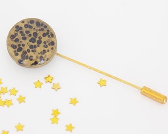 Full Moon Stick Pin, Gold Moon Brooch, Artistic Polymer Clay Brooch, Moon Laper Pin, Celestial Brooch Pin, Luna, Lunar, Moon Phases Brooch