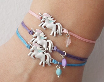 Unicorn Bracelet, Dainty Unicorn Bracelet, Unicorn Wish Bracelet, Rainbow Unicorn Bracelet, Personalized Charm Bracelet, Birthstone Bracelet