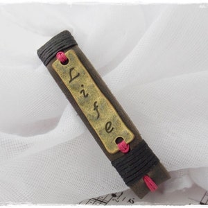 Pulseira de couro inspiradora "LIFE", pulseira de vida positiva PERSONALIZADA, pulseira de corpo positivo, pulseira motivacional