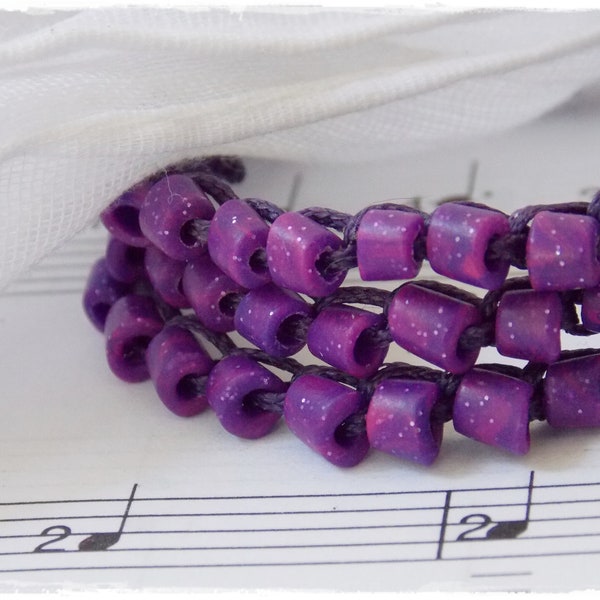 Friendship Bracelet, Purple Beaded Bracelet, Crochet Bracelet