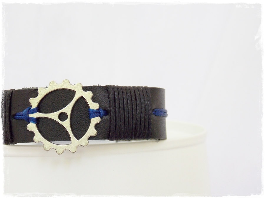 Herren Lederarmband Steampunk Lederarmband Herren Steampunk Armband - Bild 3 von 13