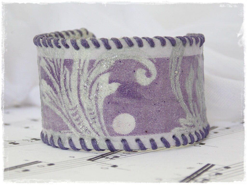 Decoupage Armband Ledermanschette Armband wirbelt Lederarmband 3. Jahrestag - Bild 3 von 9