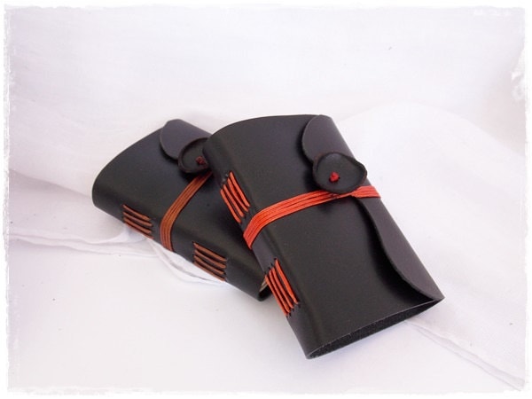 Black Leather Notebook Gothic Hand-Bound Sketchbook Mini Leather Journal Goth - Picture 2 of 12