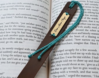 Custom ENGRAVED Leather Bookmark, "One More Page" Bookmark, Booklover Leather Bookmark, 3rd Anniversary Gift, Romance Bookworm Gift