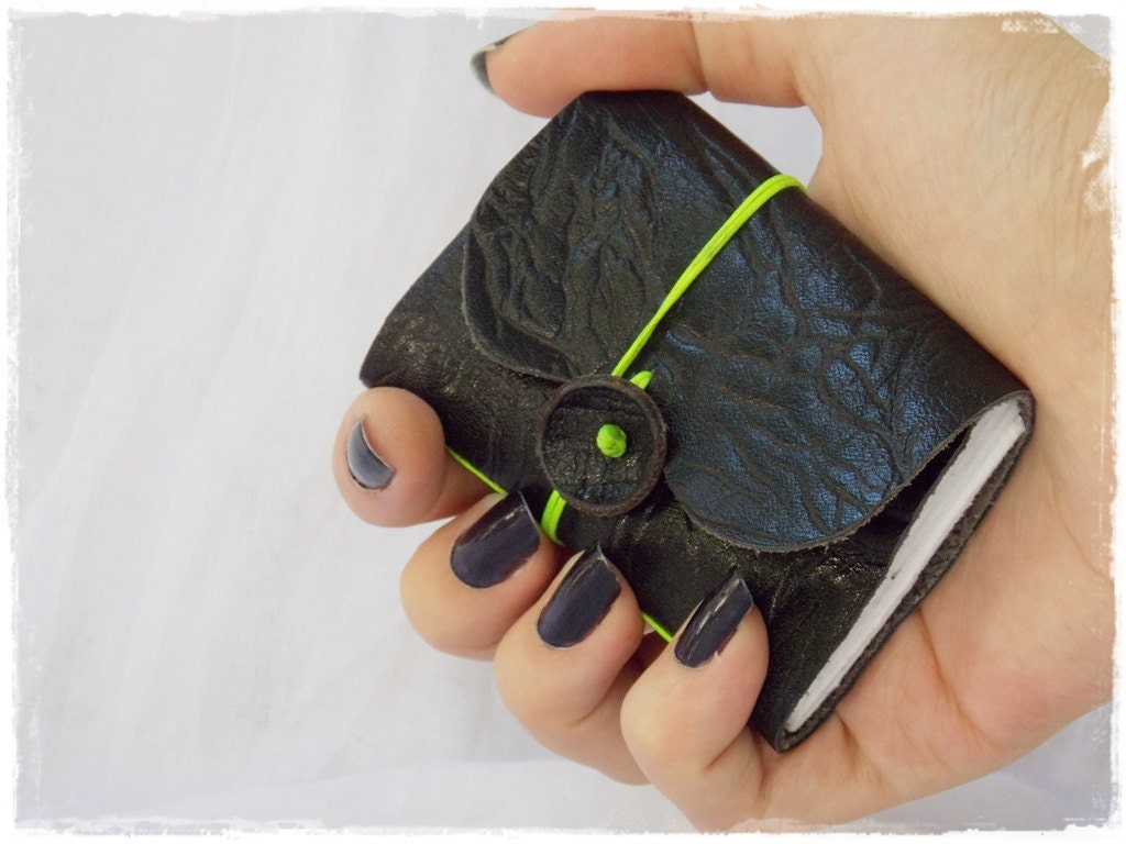 Taschen Leder Notizbuch Mini Schwarz Leder Skizzenbuch Handgebunden Keltisches Journal - Bild 6 von 8