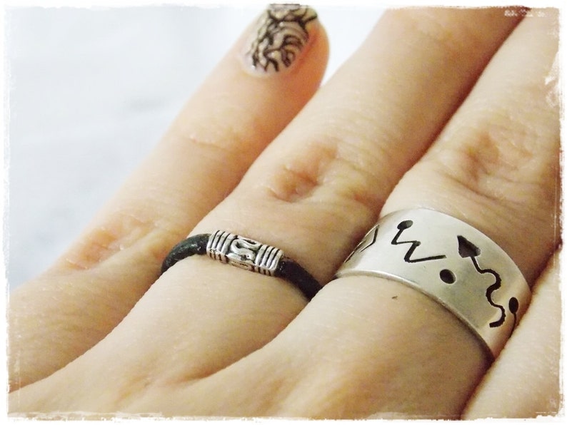 Celtic Leather Ring Dainty Promise Ring Stackable Ring Gothic Leather Ring Elven Lolita Ring Black Leather Band Black Leather Ring