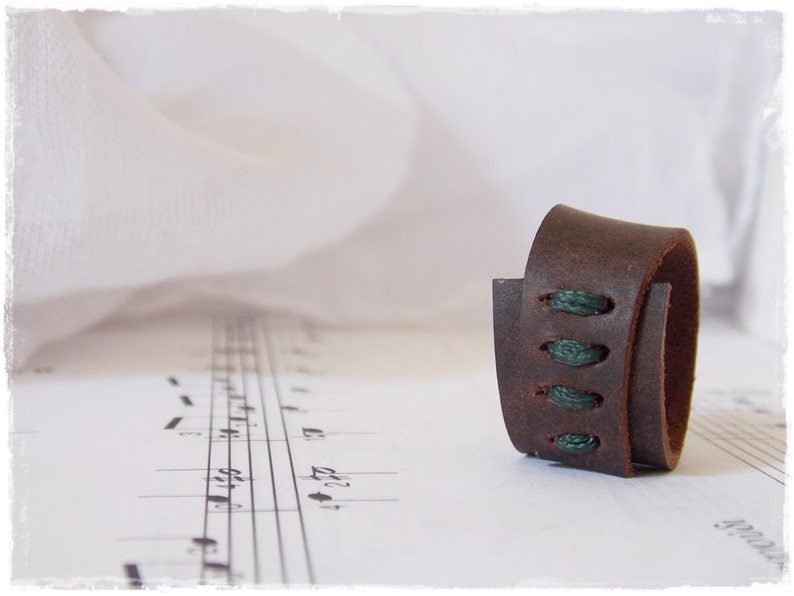 Celtic Leather Ring, Brown Leather Ring, Men's Leather Band, Nordic Ring, Leather Wrap Ring, Norse Leather Band, Anniversary Men's Ring image 2