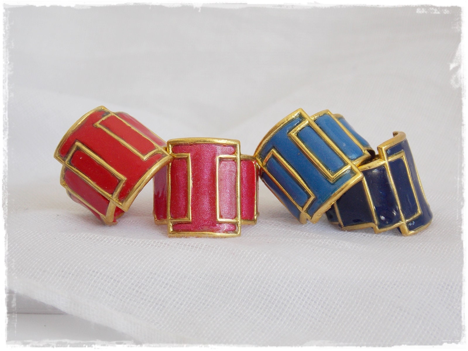 Polymer Ton Ring nautischer Messingring drittes Auge Chakra Ring geometrischer Messingring - Bild 10 von 11