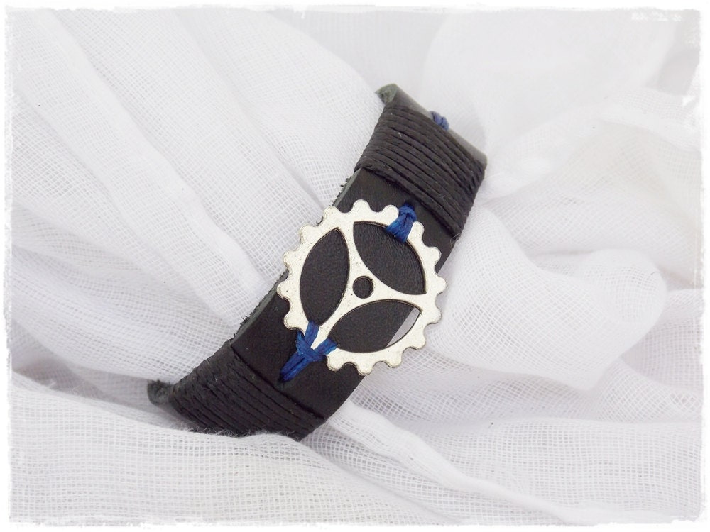 Herren Lederarmband Steampunk Lederarmband Herren Steampunk Armband - Bild 2 von 13