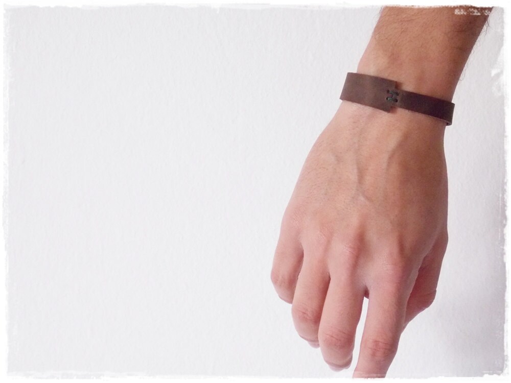 Minimal Leather Bracelet Men's Leather Bracelet Celtic Bracelet Bohemian Leather - Picture 3 of 16