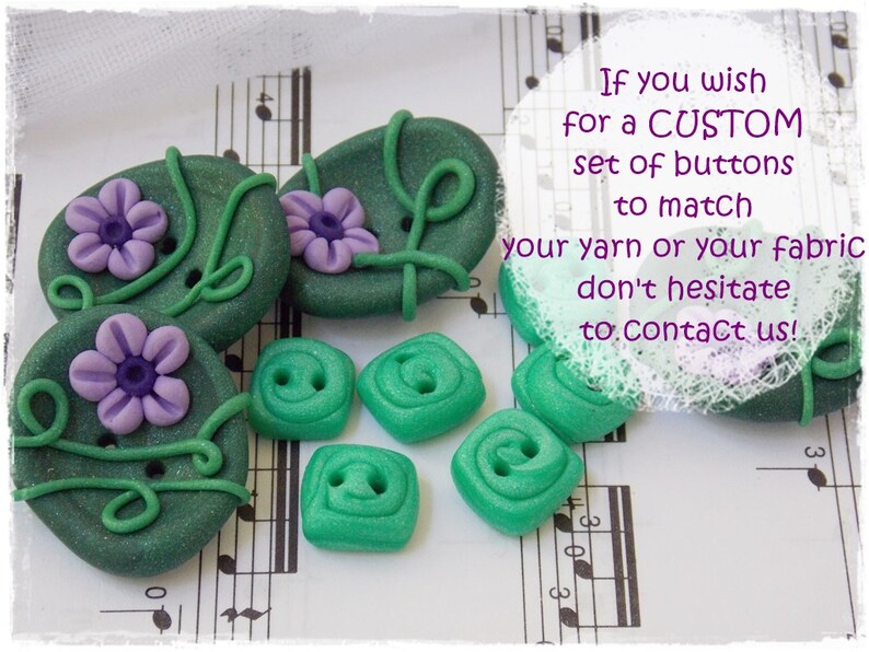 Forest Green Polymer Clay Buttons Large Elven Buttons Etsy