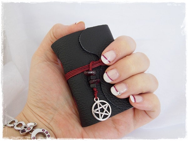 Pentacle Leather Journal Pocket Leather Notebook Pentagram Journal Black Leather - Imagen 5 de 8