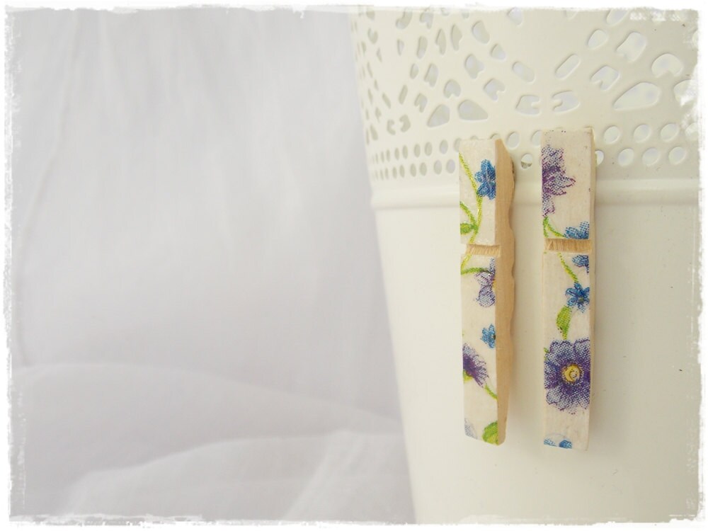 Decoupage Ohrstecker Vergissmeinnicht Ohrringe blaue Blume Ohrstecker Holzstecker - Bild 4 von 7