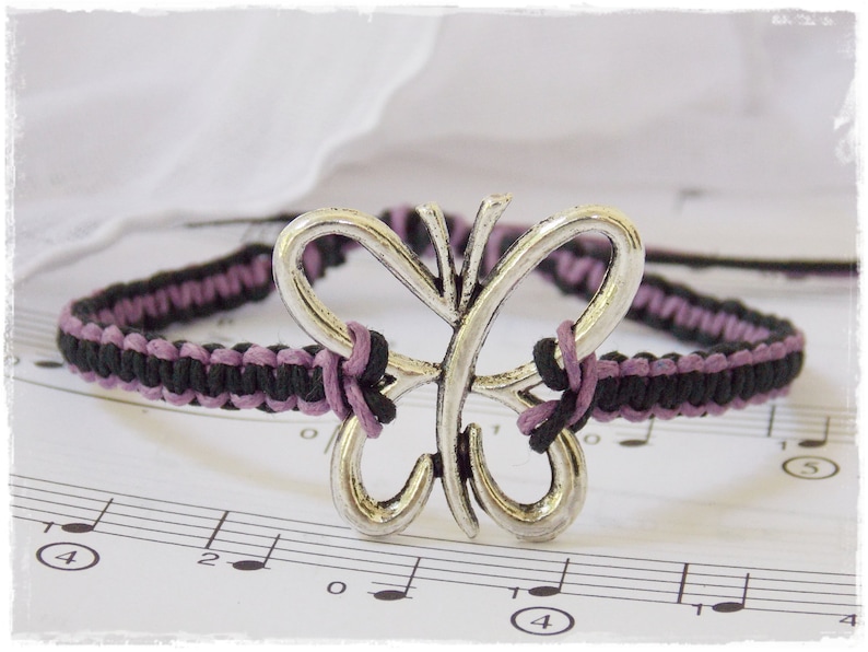 Best Friend Bracelet Butterfly Wish Bracelet Purple Macrame Bracelet Friendship Bracelet Butterfly Hemp Bracelet Girls Charm Bracelet