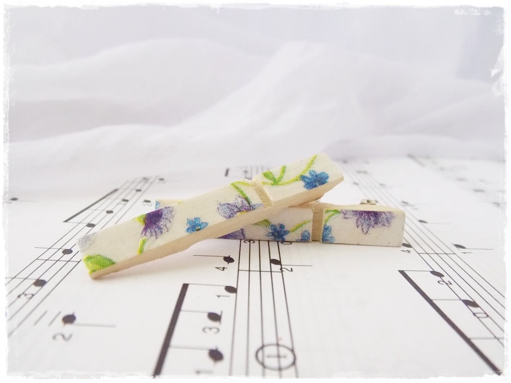 Decoupage Ohrstecker Vergissmeinnicht Ohrringe blaue Blume Ohrstecker Holzstecker - Bild 5 von 7