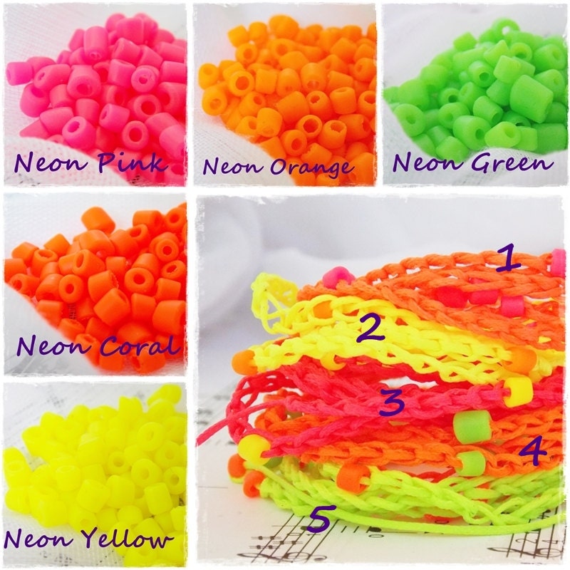 Neon Wrap Bracelet Bohemian Friendship Bracelet Crochet Beaded Bracelet Fluo - Picture 5 of 11