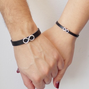His & Hers Leather Bracelets, Infinity Leather Bracelets, 3rd Anniversary Bracelets, Couple&#39;s Bracelets, Couple&#39;s Infinity Bracelets