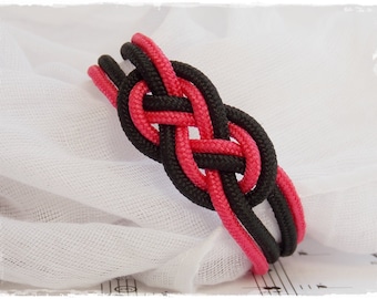 Bracelet noeud marin, Bracelet amitié, Bracelet corde nautique, Bijoux corde printemps rose vif, Bracelet "Tie The Knot", Mariage nautique