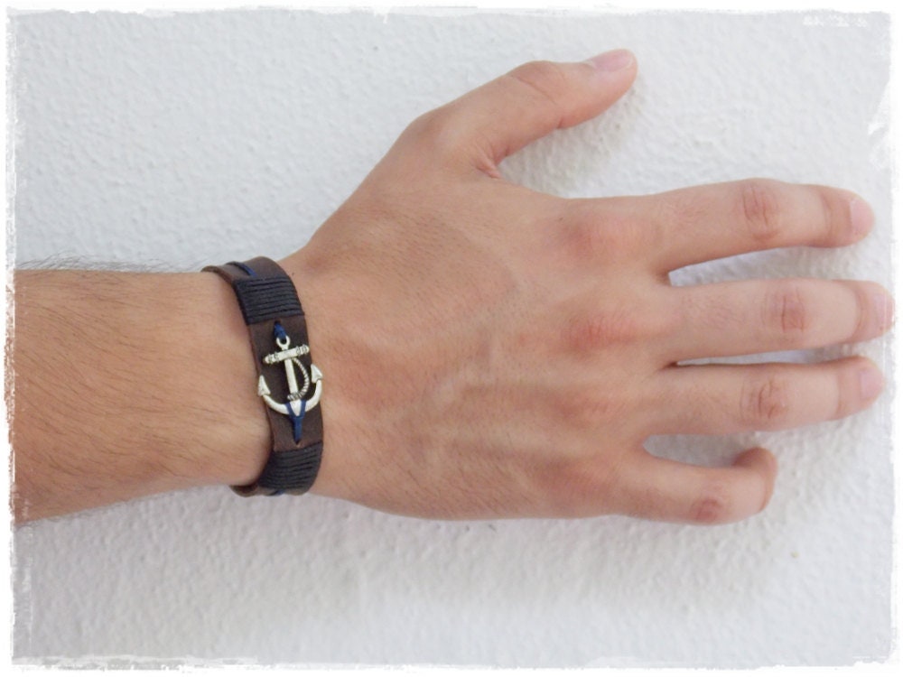 JJTZX Men's Lava Bead Anchor Bracelet - Nautical Pirate Style Bracelet Gift For Him