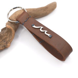 PERSONALZED Wellen Leder Schlüsselanhänger, Ocean Wave Keyfob, Custom Surfer Geschenk