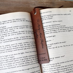 Handmade Personalised Leather Bookmark, 3rd Anniversary Bookmark Gifts For Him Gifts For Her Special Day Personalized Leather image 1