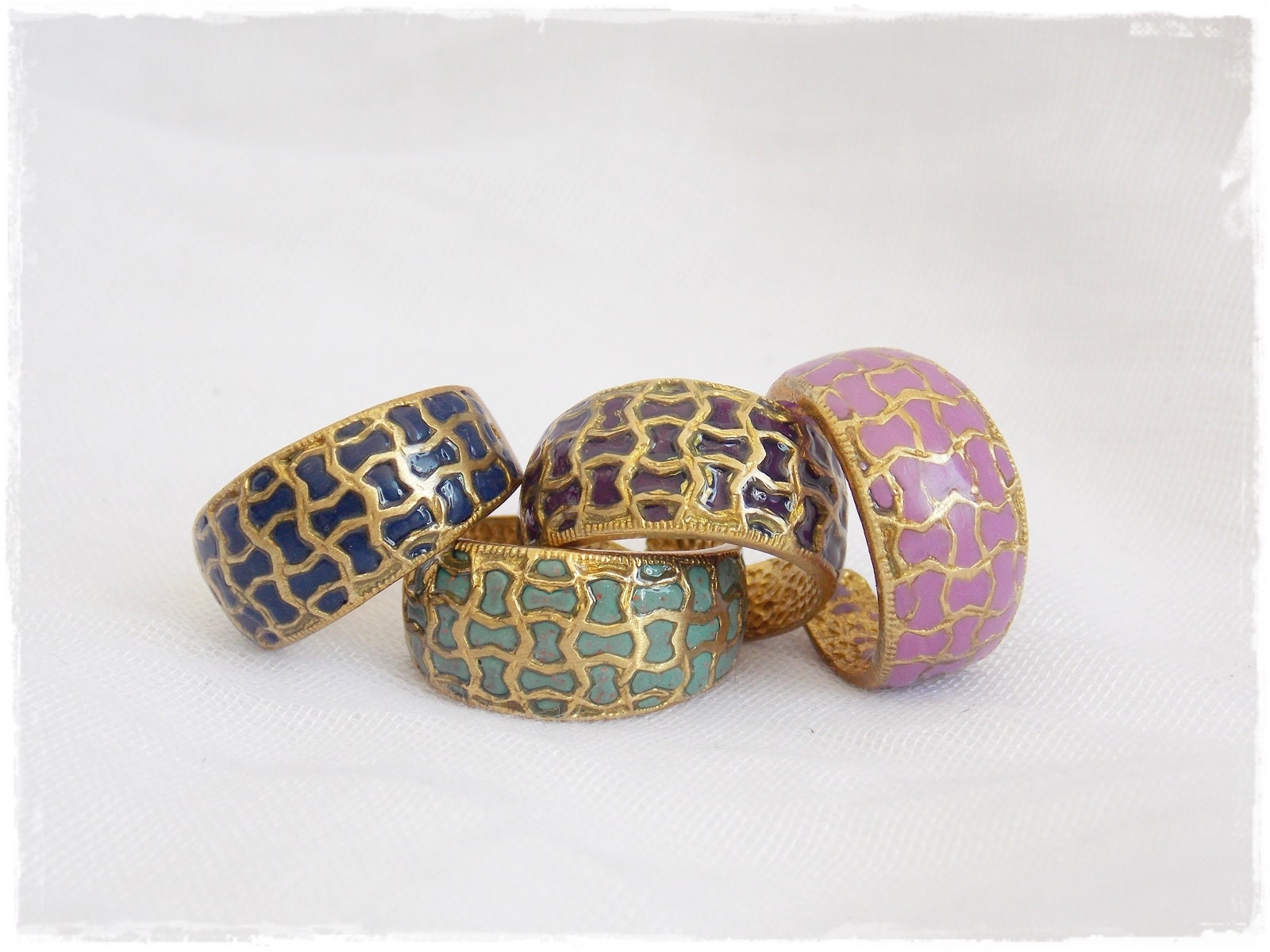 Polymer Clay Ring Pink Knuckle Ring Shield Brass Ring Shield Knuckle Ring Midi - Picture 8 of 14
