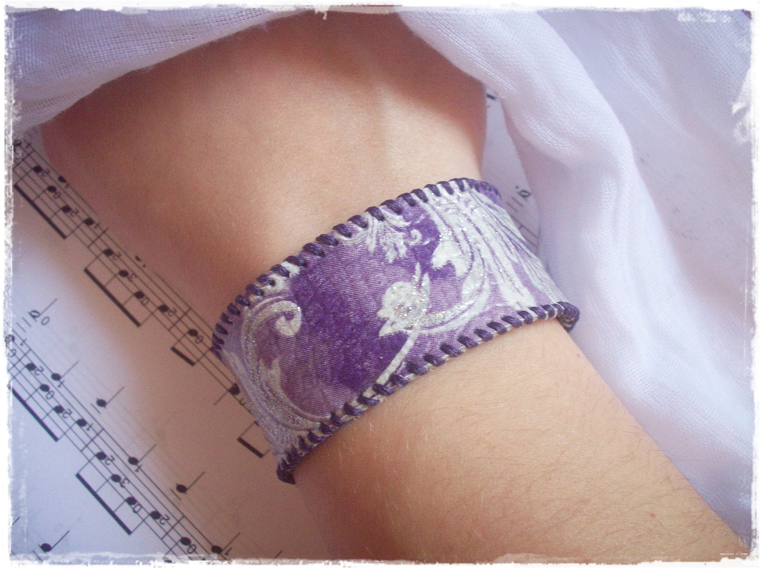 Decoupage Armband Ledermanschette Armband wirbelt Lederarmband 3. Jahrestag - Bild 2 von 9