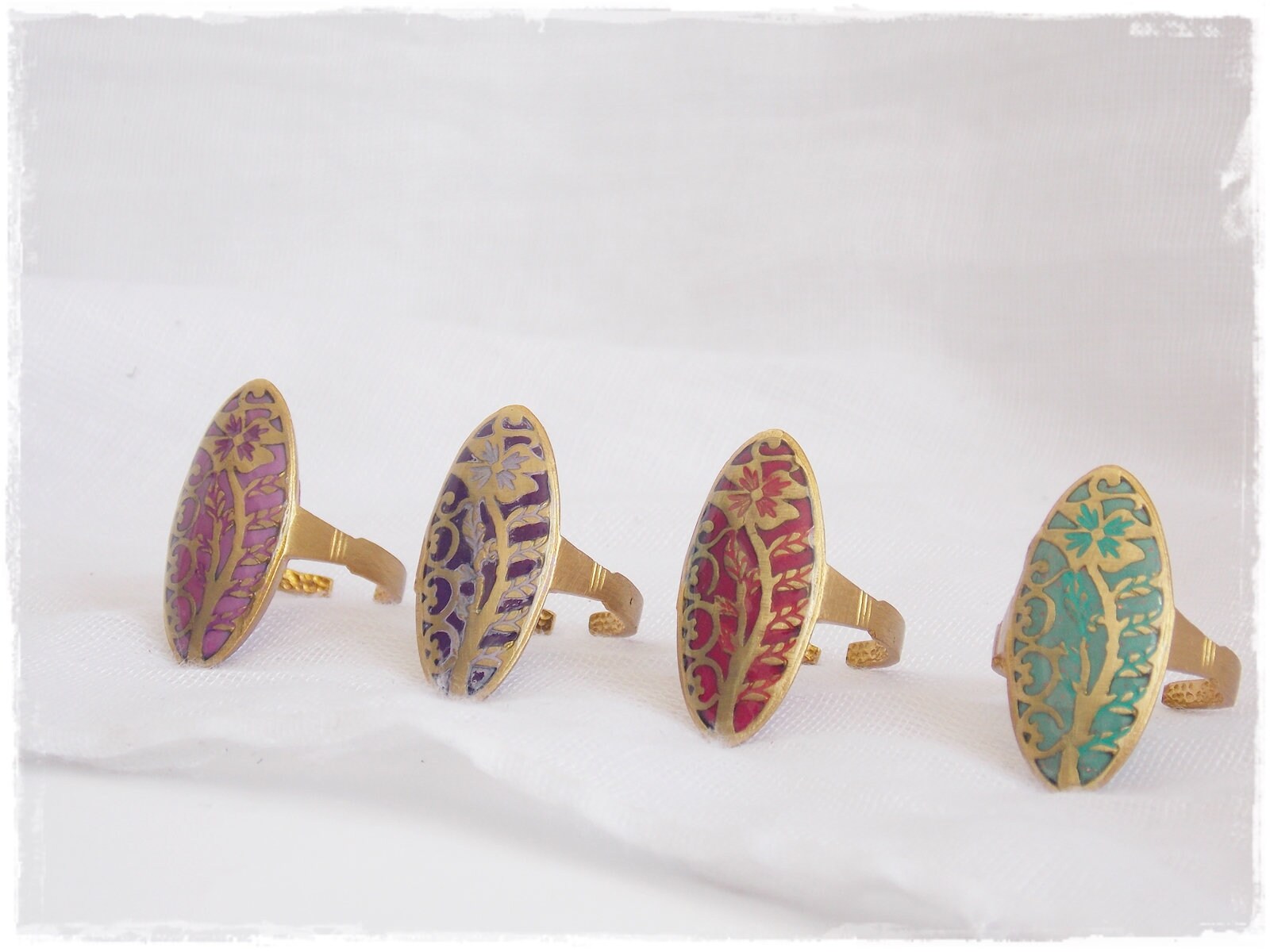 Polymer Clay Ring Pink Knuckle Ring Shield Brass Ring Shield Knuckle Ring Midi - Picture 7 of 14