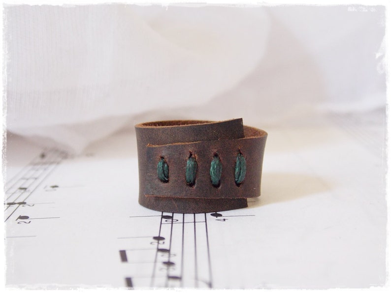 Celtic Leather Ring, Brown Leather Ring, Men's Leather Band, Nordic Ring, Leather Wrap Ring, Norse Leather Band, Anniversary Men's Ring image 3