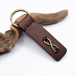 Porte-clé infini personnalisé en cuir, porte-clé symbole de l'éternité, porte-clé meilleur ami, porte-clé en cuir, porte-clé anniversaire 3 ans