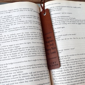 Handmade Personalised Leather Bookmark, 3rd Anniversary Bookmark Gifts For Him Gifts For Her Special Day Personalized Leather image 2