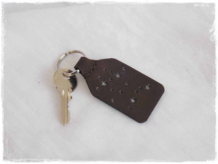 Gemini Leather Keychain Zodiac Constellation Keychain Celestial Keychain - Picture 3 of 17