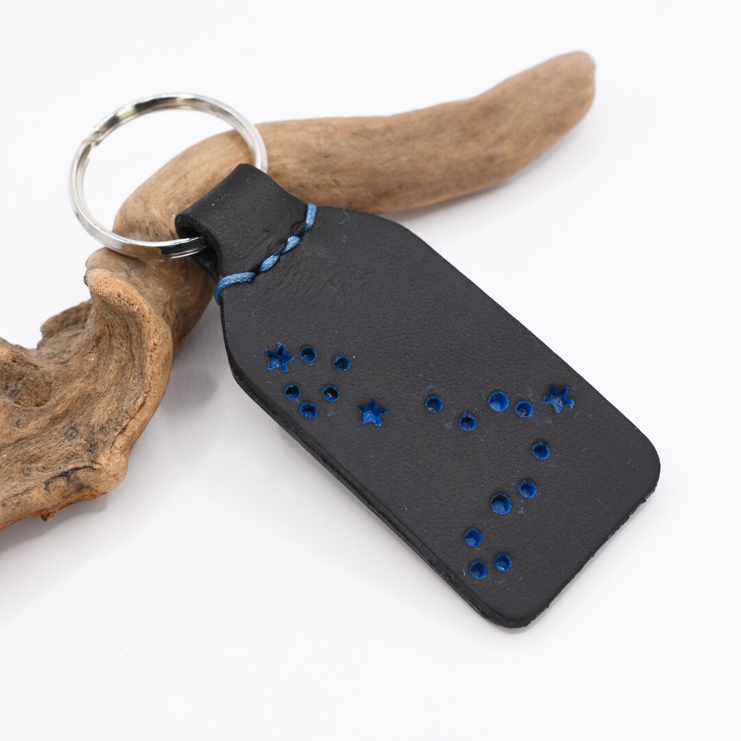 Pisces Constellation Keychain, PERSONALIZED Zodiac Leather Keychain ...