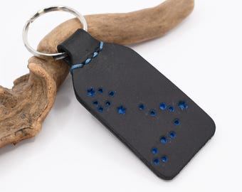 PERSONALIZED Pisces Constellation Keychain, Zodiac Leather Keychain, Celestial Accessories - Astrology Gift