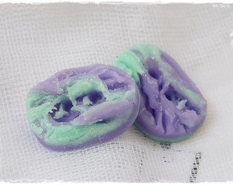 Polymer Clay Buttons, Mint Green & Lila Clay Buttons, Rectangular Buttons, Small Oblong Buttons, Candy Buttons, Pastel Buttons (Set Of 2)