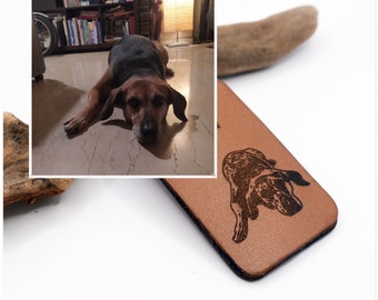 Custom Pet Keychain, ENGRAVED Leather Keychain, Memorial Pet Keyring, Animal Photo Engraved Gift