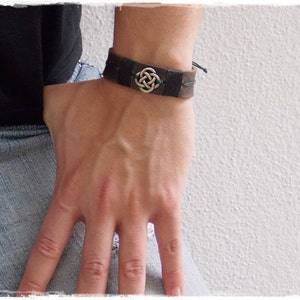 Men's Celtic Bracelet, Irish Leather Bracelet, Men's Leather Bracelet, Celtic Jewelry For Him, Dara Knot Bracelet, Celtic Knot Bracelet Cuff image 3