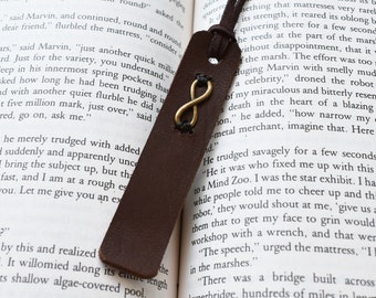 PERSONALIZED Infinity Bookmark, MINI Leather Anniversary Bookmark, 3rd Anniversary Bookmark, Friendship Bookmark, Eternity Symbol Bookmark