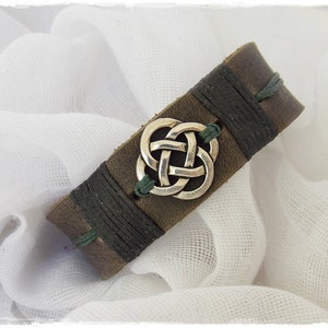 Men's Celtic Bracelet, Irish Leather Bracelet, Men's Leather Bracelet, Celtic Jewelry For Him, Dara Knot Bracelet, Celtic Knot Bracelet Cuff image 2
